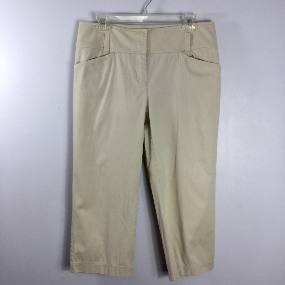Cabi Khaki Pinstriped Capris Size 8